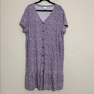 J. Jill Blue Floral Mini Dress Dixie floral women 2X babydoll tiered casual Y2K
